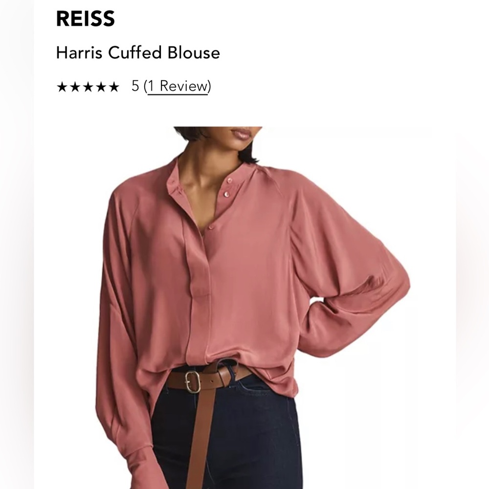 NWT -   Reiss pink cuffed blouse